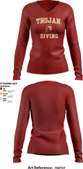 University Of Southern California Diving 38780209 Women's Long Sleeve V-neck Shirt - 6