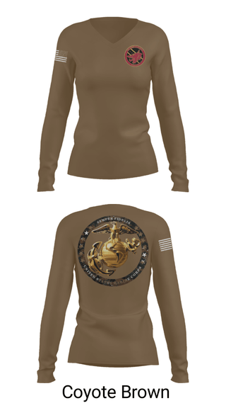 Women's Long Sleeve Vneck Shirt, , Marines, Teamtime, Team time, sublimation, custom sports apparel, team uniforms, spirit wear, spiritwear, sports uniforms, custom shirts, team store, custom team store, fundraiser sports, apparel fundraiser