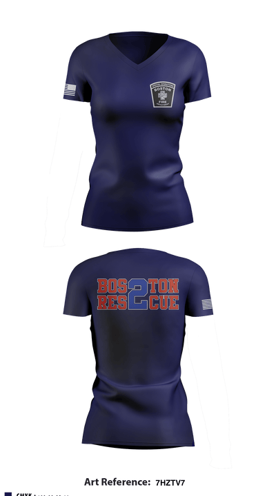 Boston Fire Department 86583184 Women's Short Sleeve V-neck Shirt - 3