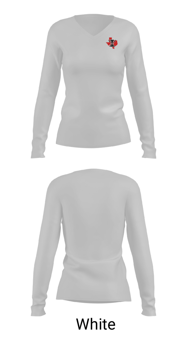 Women's Long Sleeve Vneck Shirt, Iraan High School Cross Country, Cross Country, Teamtime, Team time, sublimation, custom sports apparel, team uniforms, spirit wear, spiritwear, sports uniforms, custom shirts, team store, custom team store, fundraiser sports, apparel fundraiser