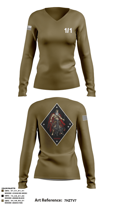 Hades 3421841 Women's Long Sleeve V-neck Shirt - 3
