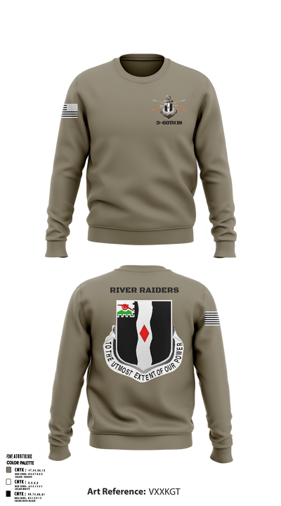 3rd Battalion 60th infantry Regiment River Raiders 94205182 Crew Neck Sweatshirt - 1