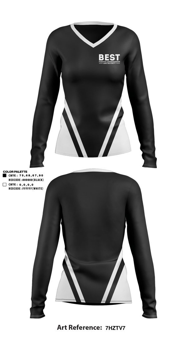 Women's Long Sleeve Vneck Shirt, BEST (bail enforcement street team) fugitive apprehension and security, , Teamtime, Team time, sublimation, custom sports apparel, team uniforms, spirit wear, spiritwear, sports uniforms, custom shirts, team store, custom team store, fundraiser sports, apparel fundraiser