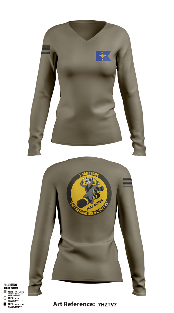 Women's Long Sleeve Vneck Shirt, E 501st 1 AD, CAB AVMX, Army, Teamtime, Team time, sublimation, custom sports apparel, team uniforms, spirit wear, spiritwear, sports uniforms, custom shirts, team store, custom team store, fundraiser sports, apparel fundraiser