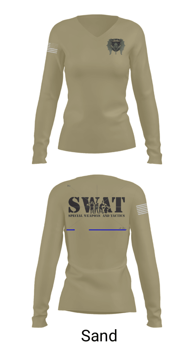 Special Weapon And Tactics Sindh Police 70467101 Women's Long Sleeve V-neck Shirt - 41