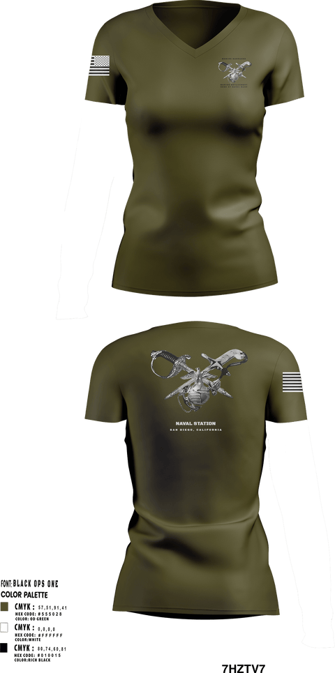 Women's Short Sleeve Vneck Shirt, Marine Barracks/ Marine Detachment   32nd St Naval Base, Marines, Teamtime, Team time, sublimation, custom sports apparel, team uniforms, spirit wear, spiritwear, sports uniforms, custom shirts, team store, custom team store, fundraiser sports, apparel fundraiser