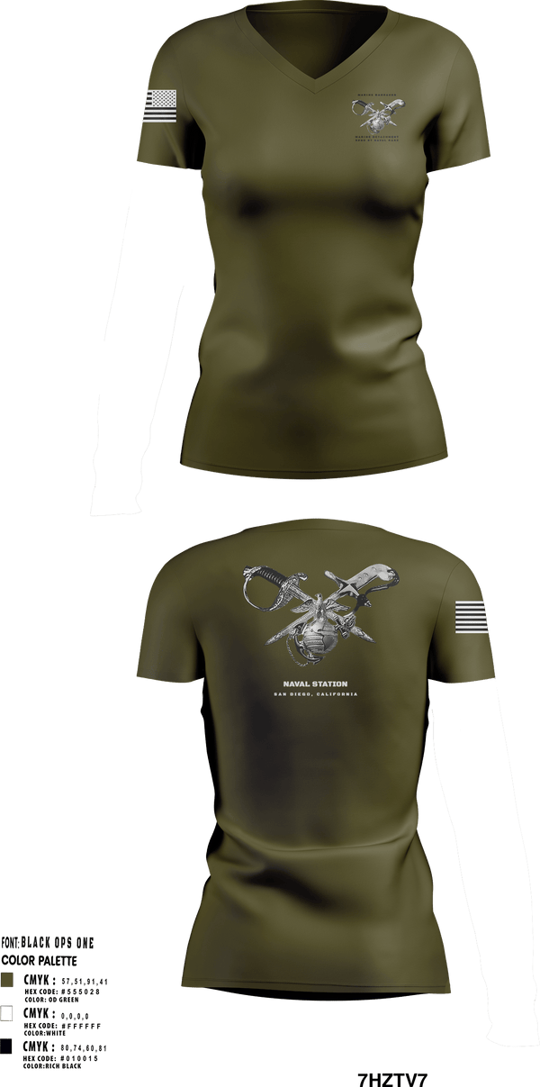 Women's Short Sleeve Vneck Shirt, Marine Barracks/ Marine Detachment   32nd St Naval Base, Marines, Teamtime, Team time, sublimation, custom sports apparel, team uniforms, spirit wear, spiritwear, sports uniforms, custom shirts, team store, custom team store, fundraiser sports, apparel fundraiser