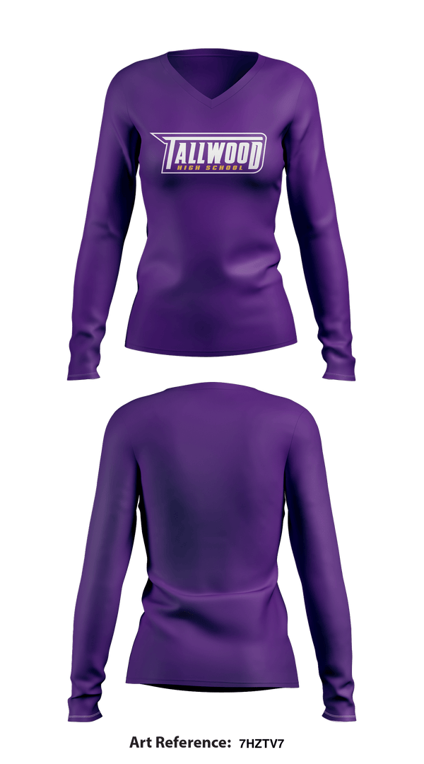 Women's Long Sleeve Vneck Shirt, Tallwood Cross Country, Cross Country, Teamtime, Team time, sublimation, custom sports apparel, team uniforms, spirit wear, spiritwear, sports uniforms, custom shirts, team store, custom team store, fundraiser sports, apparel fundraiser