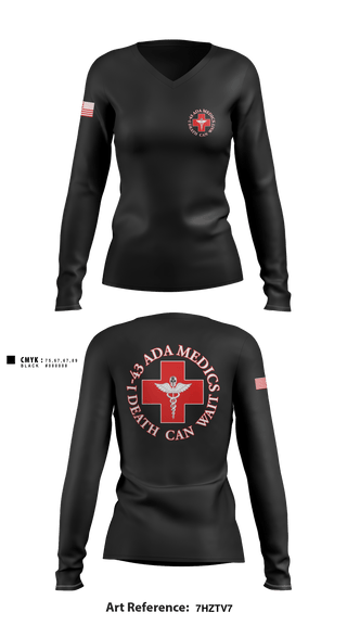 Women's Long Sleeve Vneck Shirt, Medics, 1-43 ADA, Army, Teamtime, Team time, sublimation, custom sports apparel, team uniforms, spirit wear, spiritwear, sports uniforms, custom shirts, team store, custom team store, fundraiser sports, apparel fundraiser