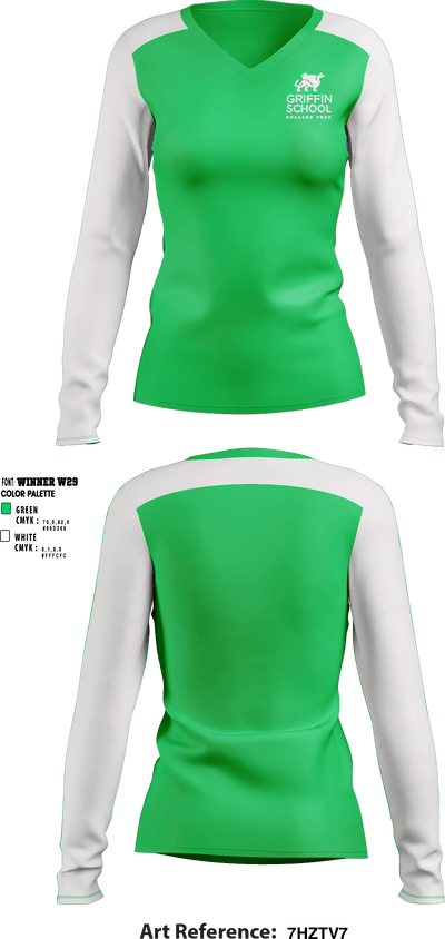 Griffin School 93424450 Women's Long Sleeve V-neck Shirt - 1