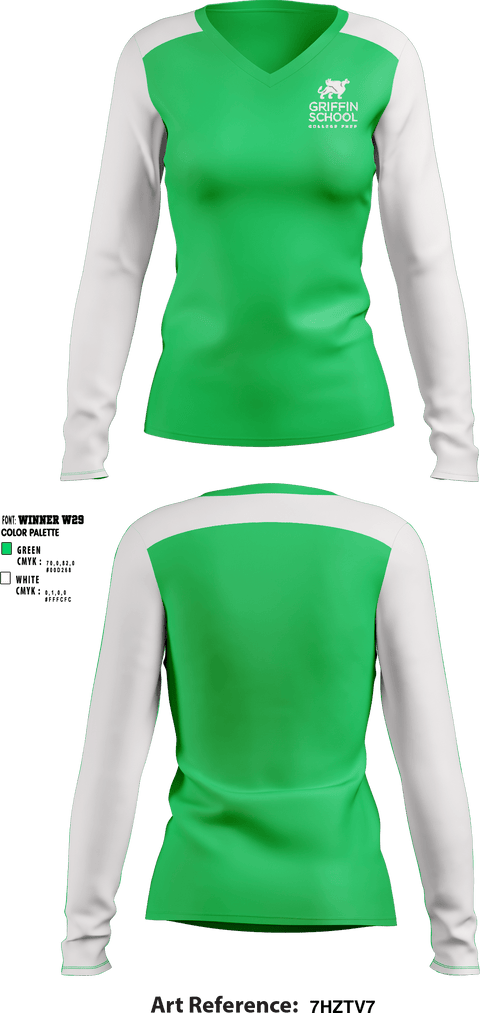 Women's Long Sleeve Vneck Shirt, Griffin School, Spirit Store, Teamtime, Team time, sublimation, custom sports apparel, team uniforms, spirit wear, spiritwear, sports uniforms, custom shirts, team store, custom team store, fundraiser sports, apparel fundraiser