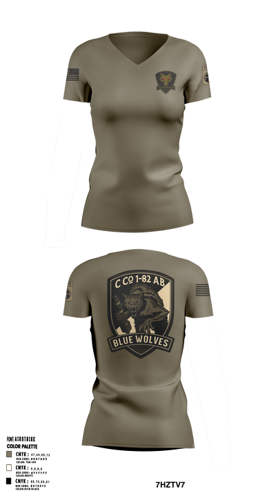 C/1-82 AB Bluewolves 72961679 Women's Short Sleeve V-neck Shirt - 23