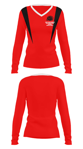 Women's Long Sleeve Vneck Shirt, Whitman-Hanson Regional High School Basketball, Women's Basketball, Teamtime, Team time, sublimation, custom sports apparel, team uniforms, spirit wear, spiritwear, sports uniforms, custom shirts, team store, custom team store, fundraiser sports, apparel fundraiser