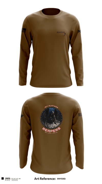 49th A co 1st Platoon REAPERS 78641109 Long Sleeve Performance Shirt - 1