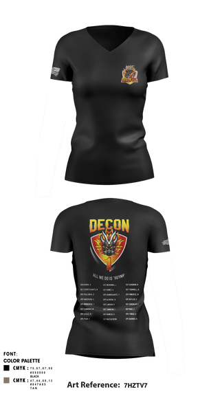 Women's Short Sleeve Vneck Shirt, 272 Chemical Company Decon 1, National Guard, Teamtime, Team time, sublimation, custom sports apparel, team uniforms, spirit wear, spiritwear, sports uniforms, custom shirts, team store, custom team store, fundraiser sports, apparel fundraiser