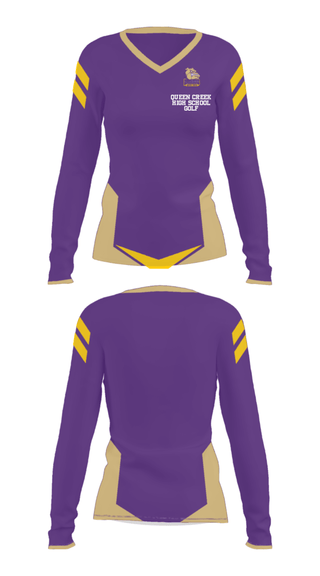 Women's Long Sleeve Vneck Shirt, Queen Creek High School Golf, Golf, Teamtime, Team time, sublimation, custom sports apparel, team uniforms, spirit wear, spiritwear, sports uniforms, custom shirts, team store, custom team store, fundraiser sports, apparel fundraiser