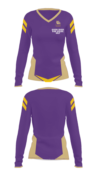 Queen Creek High School Golf 29283771 Women's Long Sleeve V-neck Shirt - 15