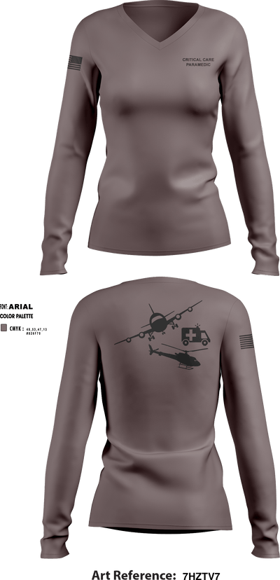 Critical Care 71499823 Women's Long Sleeve V-neck Shirt - 1