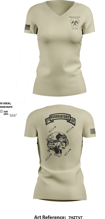 1-111th IN BN ** 38506759 Women's Short Sleeve V-neck Shirt - 6