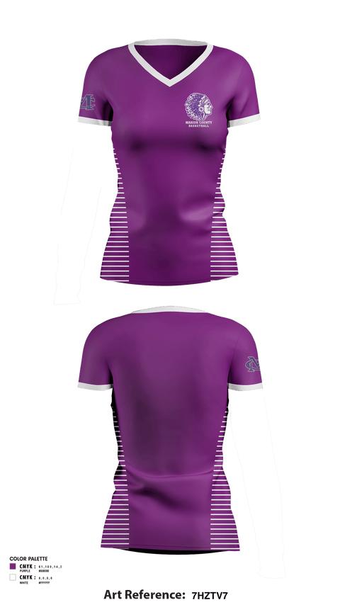 Women's Short Sleeve Vneck Shirt, Marion County High School Basketball, Women's Basketball, Teamtime, Team time, sublimation, custom sports apparel, team uniforms, spirit wear, spiritwear, sports uniforms, custom shirts, team store, custom team store, fundraiser sports, apparel fundraiser