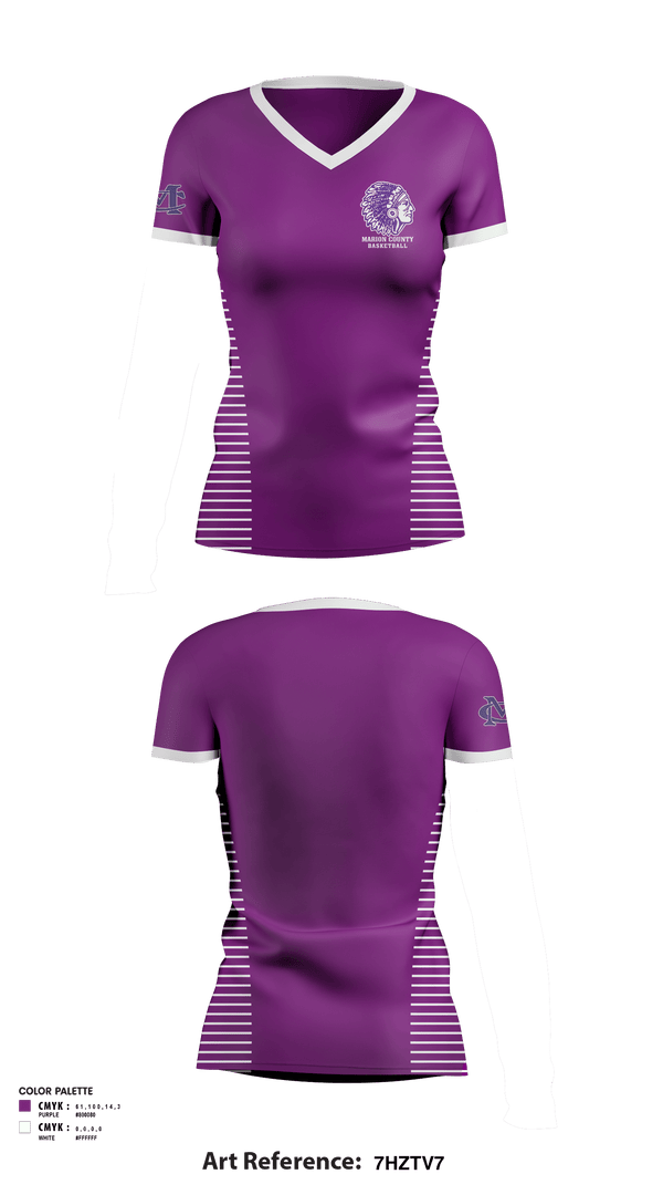 Women's Short Sleeve Vneck Shirt, Marion County High School Basketball, Women's Basketball, Teamtime, Team time, sublimation, custom sports apparel, team uniforms, spirit wear, spiritwear, sports uniforms, custom shirts, team store, custom team store, fundraiser sports, apparel fundraiser