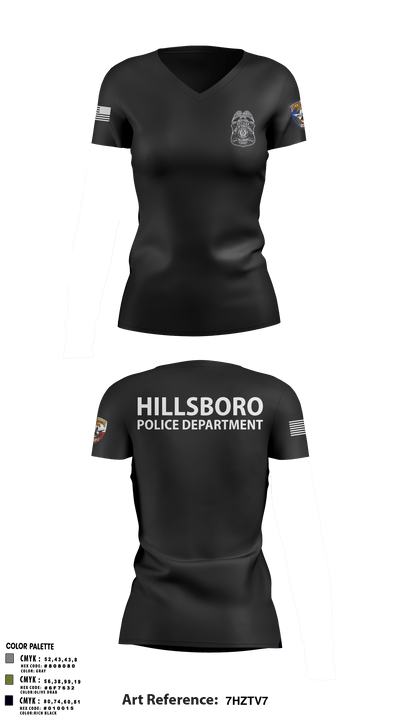 Hillsboro Police Department 31441057 Women's Short Sleeve V-neck Shirt - 8