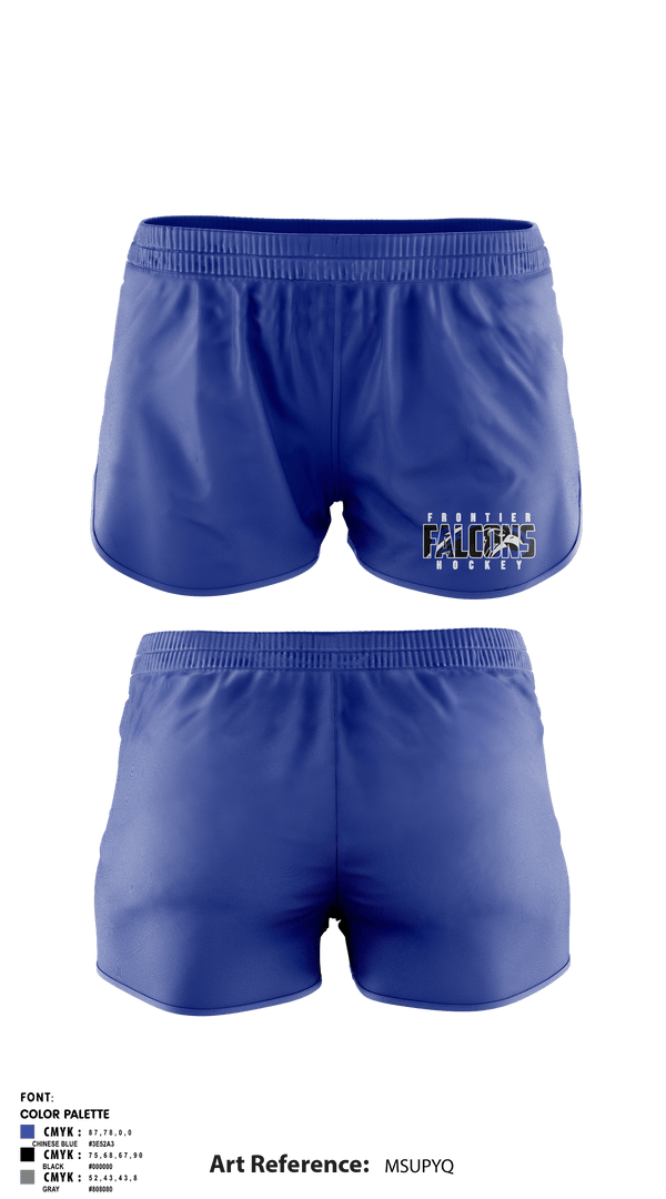 Women's Shorts, Frontier Central Hockey, Hockey, Teamtime, Team time, sublimation, custom sports apparel, team uniforms, spirit wear, spiritwear, sports uniforms, custom shirts, team store, custom team store, fundraiser sports, apparel fundraiser