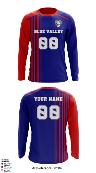 Long Sleeve Performance Shirt, Blue Valley High School Volleyball, Men's Volleyball, Teamtime, Team time, sublimation, custom sports apparel, team uniforms, spirit wear, spiritwear, sports uniforms, custom shirts, team store, custom team store, fundraiser sports, apparel fundraiser