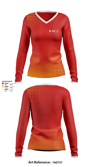Women's Long Sleeve Vneck Shirt, Hope Lutheran Church and School, Spirit Store, Teamtime, Team time, sublimation, custom sports apparel, team uniforms, spirit wear, spiritwear, sports uniforms, custom shirts, team store, custom team store, fundraiser sports, apparel fundraiser