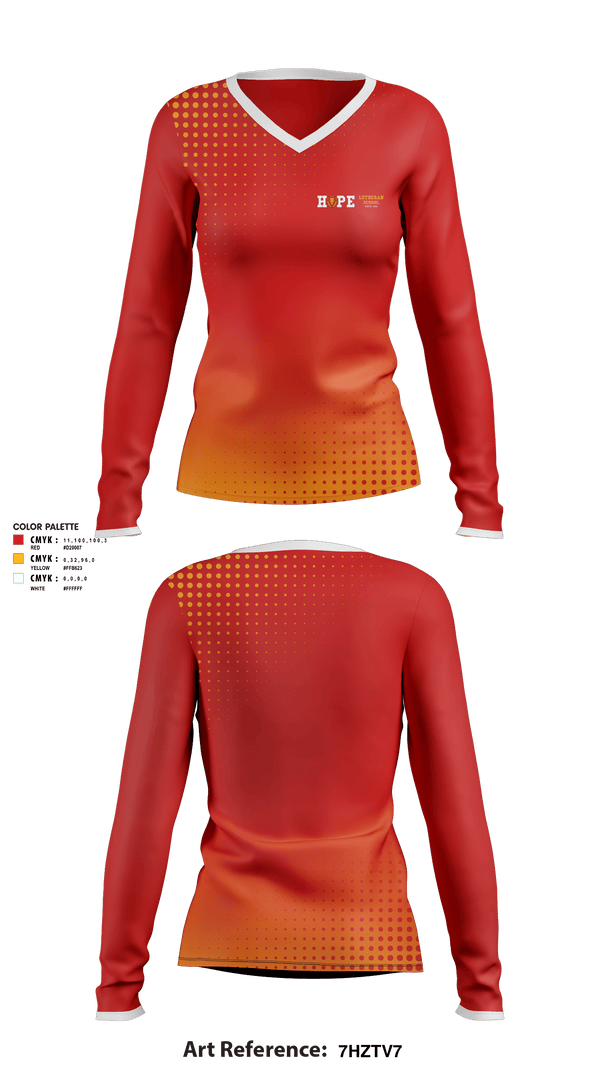 Women's Long Sleeve Vneck Shirt, Hope Lutheran Church and School, Spirit Store, Teamtime, Team time, sublimation, custom sports apparel, team uniforms, spirit wear, spiritwear, sports uniforms, custom shirts, team store, custom team store, fundraiser sports, apparel fundraiser