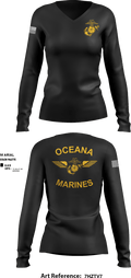 Oceana Marines 61589577 Women's Long Sleeve V-neck Shirt - 1