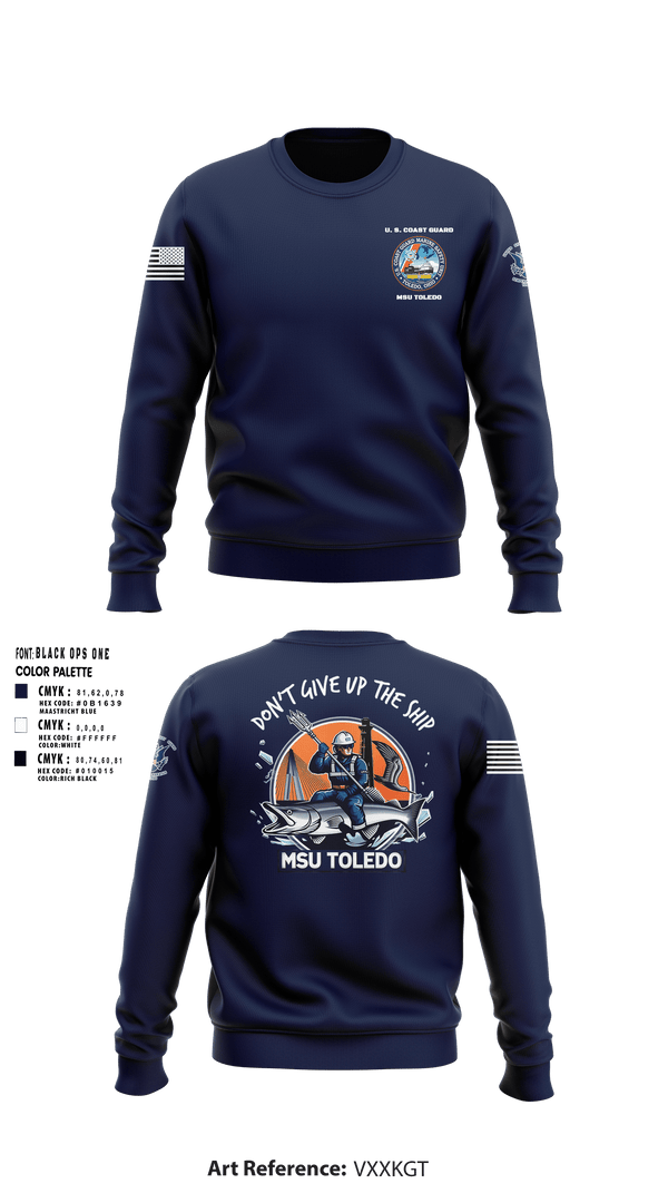 Crew Neck Sweatshirt, MSU Toledo, Coast Guard, Teamtime, Team time, sublimation, custom sports apparel, team uniforms, spirit wear, spiritwear, sports uniforms, custom shirts, team store, custom team store, fundraiser sports, apparel fundraiser