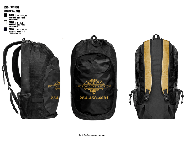 Gear Bag, Sutton Construction, , Teamtime, Team time, sublimation, custom sports apparel, team uniforms, spirit wear, spiritwear, sports uniforms, custom shirts, team store, custom team store, fundraiser sports, apparel fundraiser