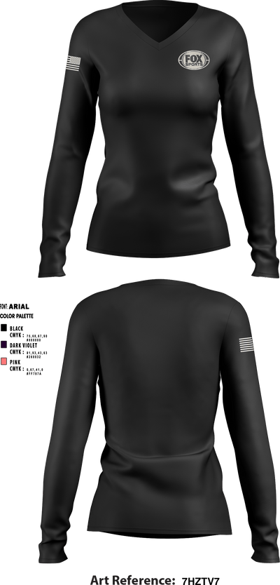 379 ECES 24456248 Women's Long Sleeve V-neck Shirt - 1