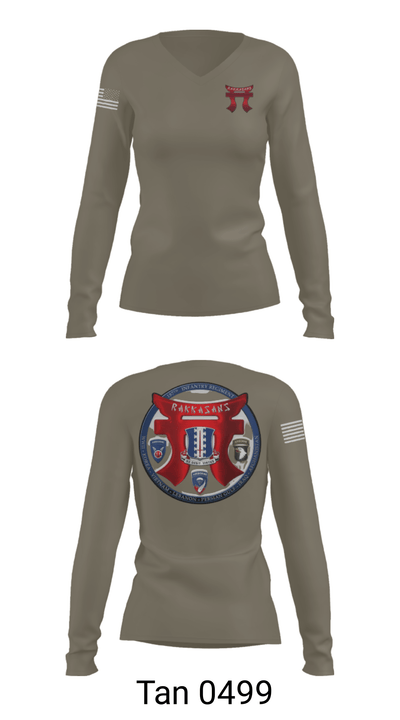 3-187 Rakkasans 16678099 Women's Long Sleeve V-neck Shirt - 41