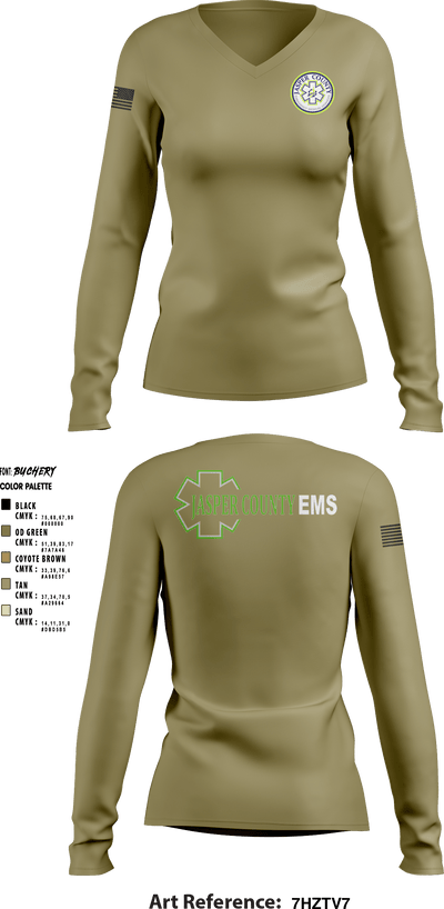 Jasper County EMS 69252235 Women's Long Sleeve V-neck Shirt - 4
