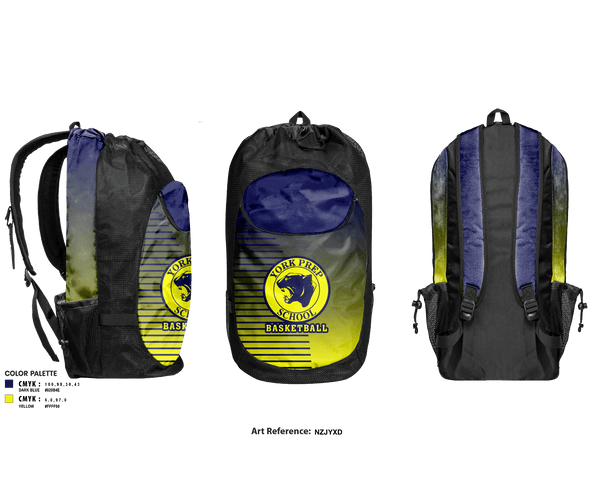 Gear Bag, York Preparatory School Basketball, Men's Basketball, Teamtime, Team time, sublimation, custom sports apparel, team uniforms, spirit wear, spiritwear, sports uniforms, custom shirts, team store, custom team store, fundraiser sports, apparel fundraiser