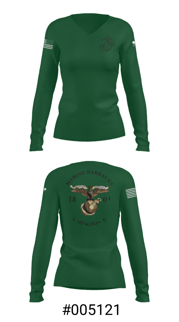 Women's Long Sleeve Vneck Shirt, , Marines, Teamtime, Team time, sublimation, custom sports apparel, team uniforms, spirit wear, spiritwear, sports uniforms, custom shirts, team store, custom team store, fundraiser sports, apparel fundraiser
