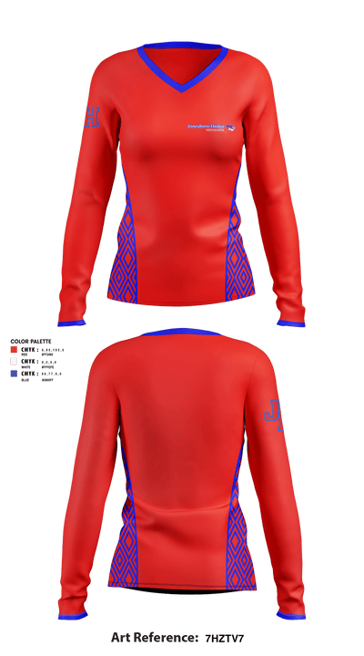 Jonesboro-Hodge High School Basketball 57137505 Women's Long Sleeve V-neck Shirt - 1