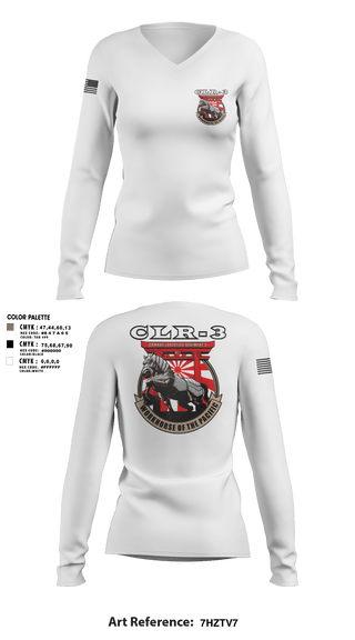 Women's Long Sleeve Vneck Shirt, CLR-3, Marines, Teamtime, Team time, sublimation, custom sports apparel, team uniforms, spirit wear, spiritwear, sports uniforms, custom shirts, team store, custom team store, fundraiser sports, apparel fundraiser