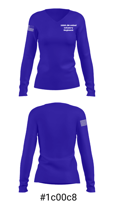 100th BN 442nd Infantry Regiment 86811779 Women's Long Sleeve V-neck Shirt - 36