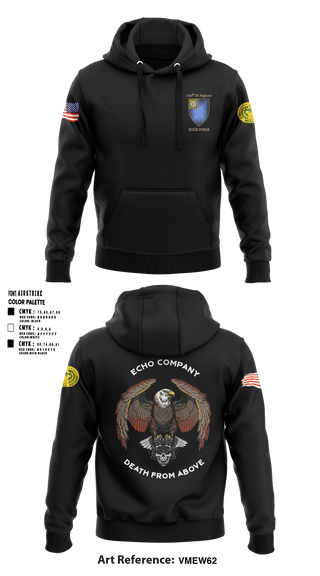 Hoodie, E Co 3-34 IN REG “Death from above”, Army, Teamtime, Team time, sublimation, custom sports apparel, team uniforms, spirit wear, spiritwear, sports uniforms, custom shirts, team store, custom team store, fundraiser sports, apparel fundraiser