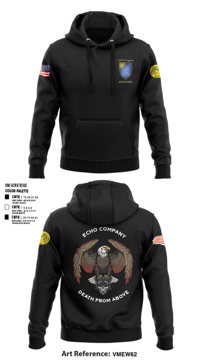 E Co 3-34 IN REG “Death from above” 14936905 Hoodie - 4