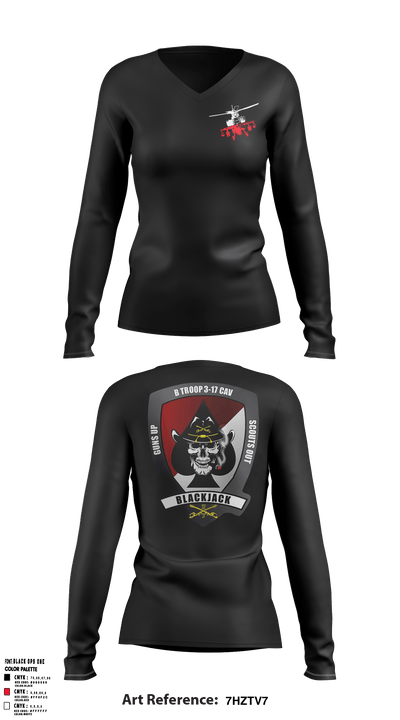 B Troop, 3-17 Cav 24452790 Women's Long Sleeve V-neck Shirt - 2