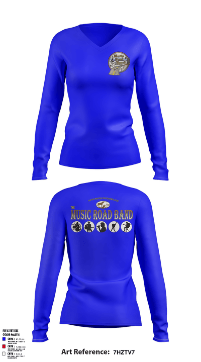 The MUSIC Road Band 71499214 Women's Long Sleeve V-neck Shirt - 1