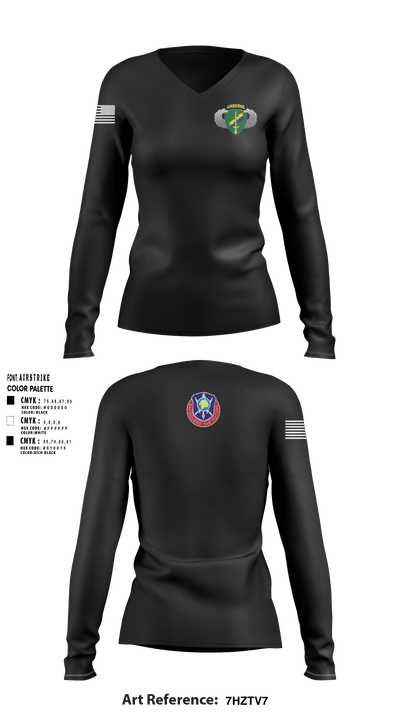 404th Civil Affairs Bn (A) 73295413 Women's Long Sleeve V-neck Shirt - 1