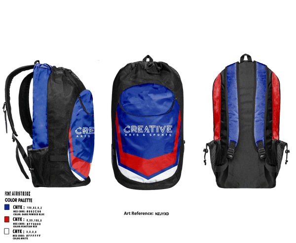 Gear Bag, Creative Arts and Sports, Men's Basketball, Teamtime, Team time, sublimation, custom sports apparel, team uniforms, spirit wear, spiritwear, sports uniforms, custom shirts, team store, custom team store, fundraiser sports, apparel fundraiser