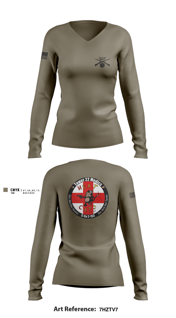 Women's Long Sleeve Vneck Shirt, , National Guard, Teamtime, Team time, sublimation, custom sports apparel, team uniforms, spirit wear, spiritwear, sports uniforms, custom shirts, team store, custom team store, fundraiser sports, apparel fundraiser
