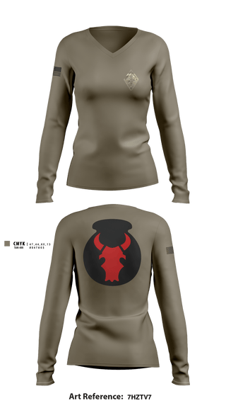 Women's Long Sleeve Vneck Shirt, Det. 2 HHB 1-194 FA, National Guard, Teamtime, Team time, sublimation, custom sports apparel, team uniforms, spirit wear, spiritwear, sports uniforms, custom shirts, team store, custom team store, fundraiser sports, apparel fundraiser