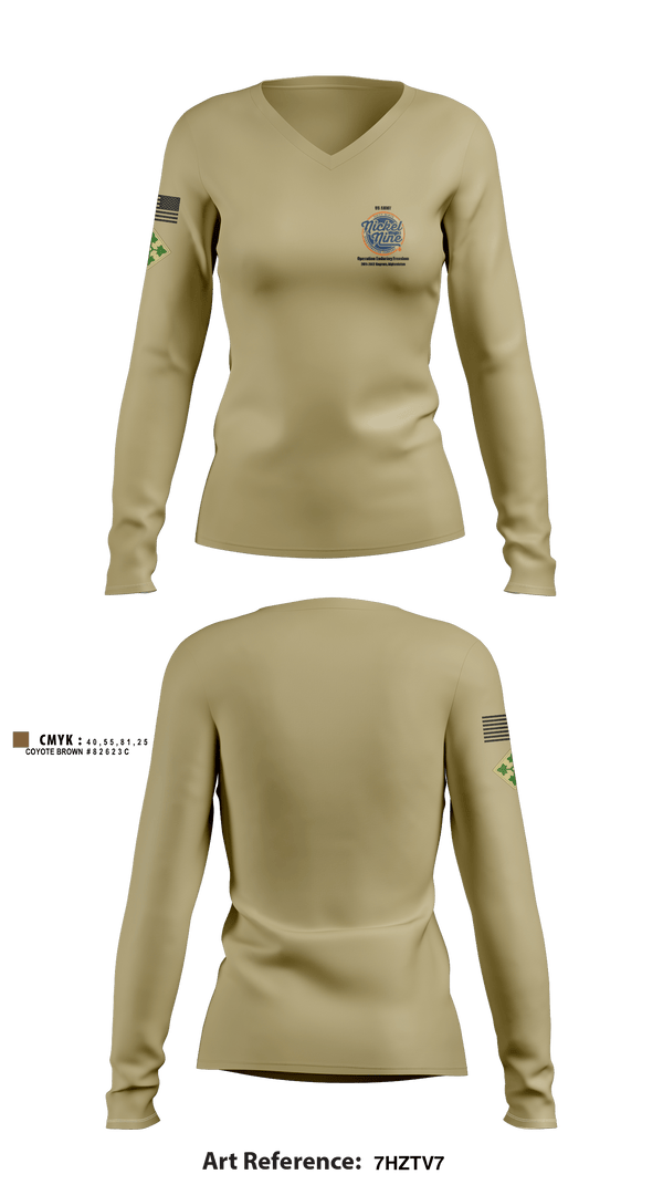 Women's Long Sleeve Vneck Shirt, , Army, Teamtime, Team time, sublimation, custom sports apparel, team uniforms, spirit wear, spiritwear, sports uniforms, custom shirts, team store, custom team store, fundraiser sports, apparel fundraiser